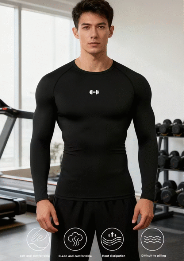 Rectangle 19 T-Shirt à Manches Longues Haute Élasticité pour Hommes