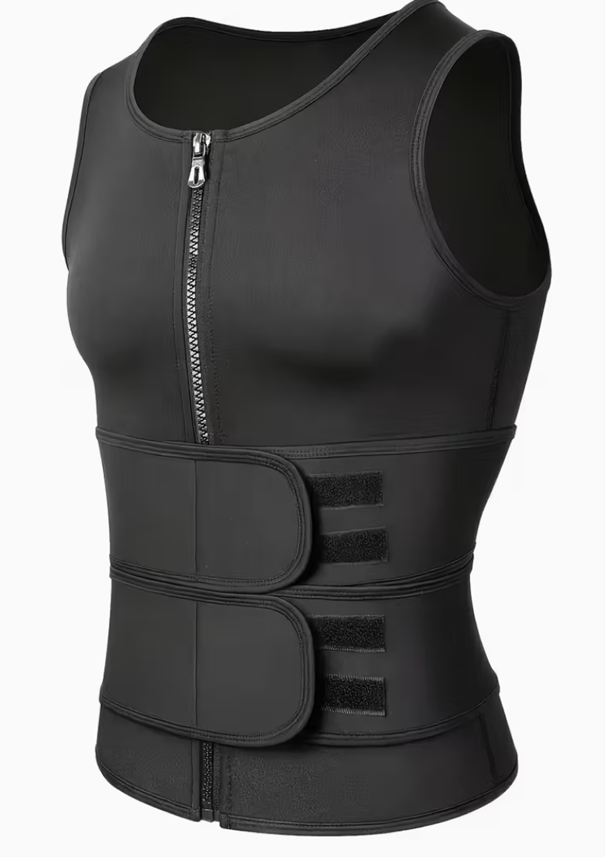 Corset Sportif Noir pour Hommes avec Deux Ceintures Réglables