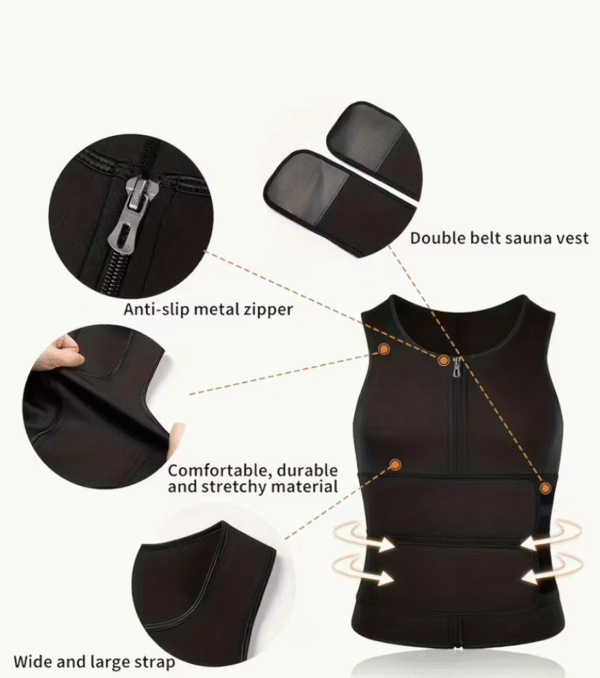 Corset Sportif Noir pour Hommes avec Deux Ceintures Réglables
