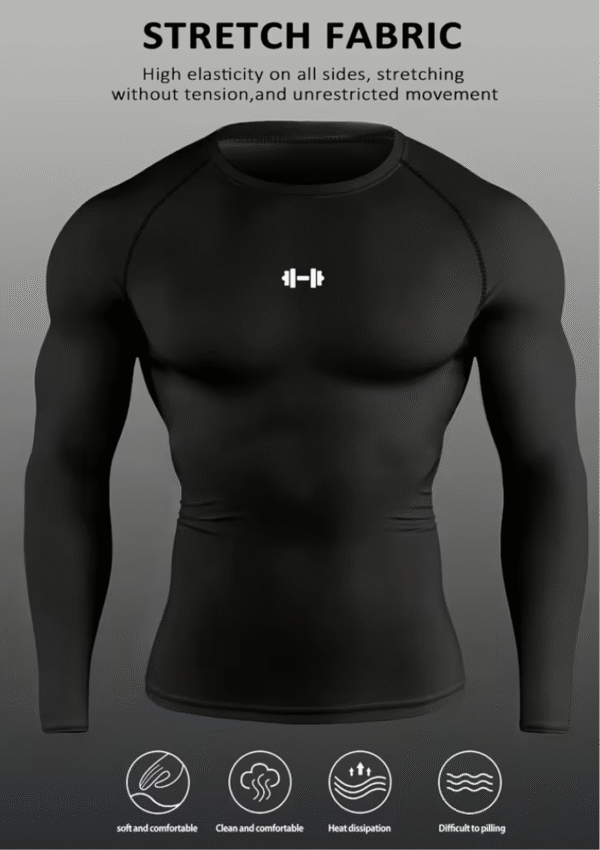 Rectangle 33 T-Shirt à Manches Longues Haute Élasticité pour Hommes