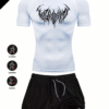 Ensemble Fitness Homme 2 Pièces – T-Shirt Respirant à Imprimé Gothique + Short 2-en-1 – Image 3