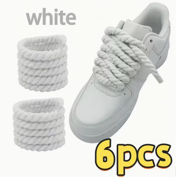 Lot de 6 Lacets de Chaussures Tissés à la Main – Corde Tressée Épaisse et Durable