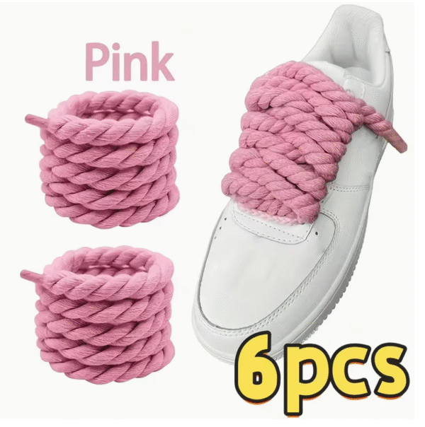 Lot de 6 Lacets de Chaussures Tissés à la Main – Corde Tressée Épaisse et Durable