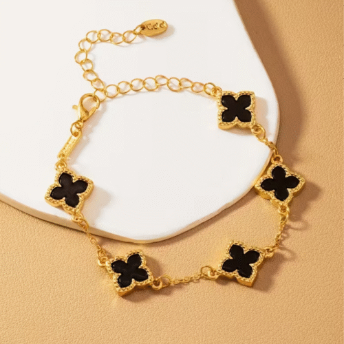 Bracelet Charm Trèfle Porte-Bonheur – Chaîne Élégante Dorée
