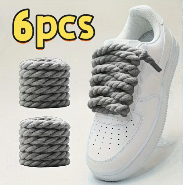 Lot de 6 Lacets de Chaussures Tissés à la Main – Corde Tressée Épaisse et Durable