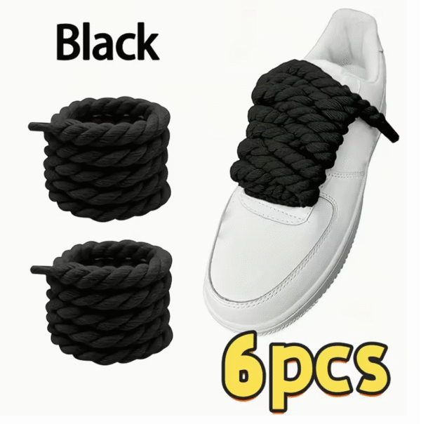 Lot de 6 Lacets de Chaussures Tissés à la Main – Corde Tressée Épaisse et Durable