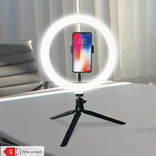 Anneau lumineux LED 25,4 cm avec support téléphone – Éclairage professionnel et polyvalent
