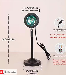 Lampe de Projection LED – 16 Couleurs avec Télécommande