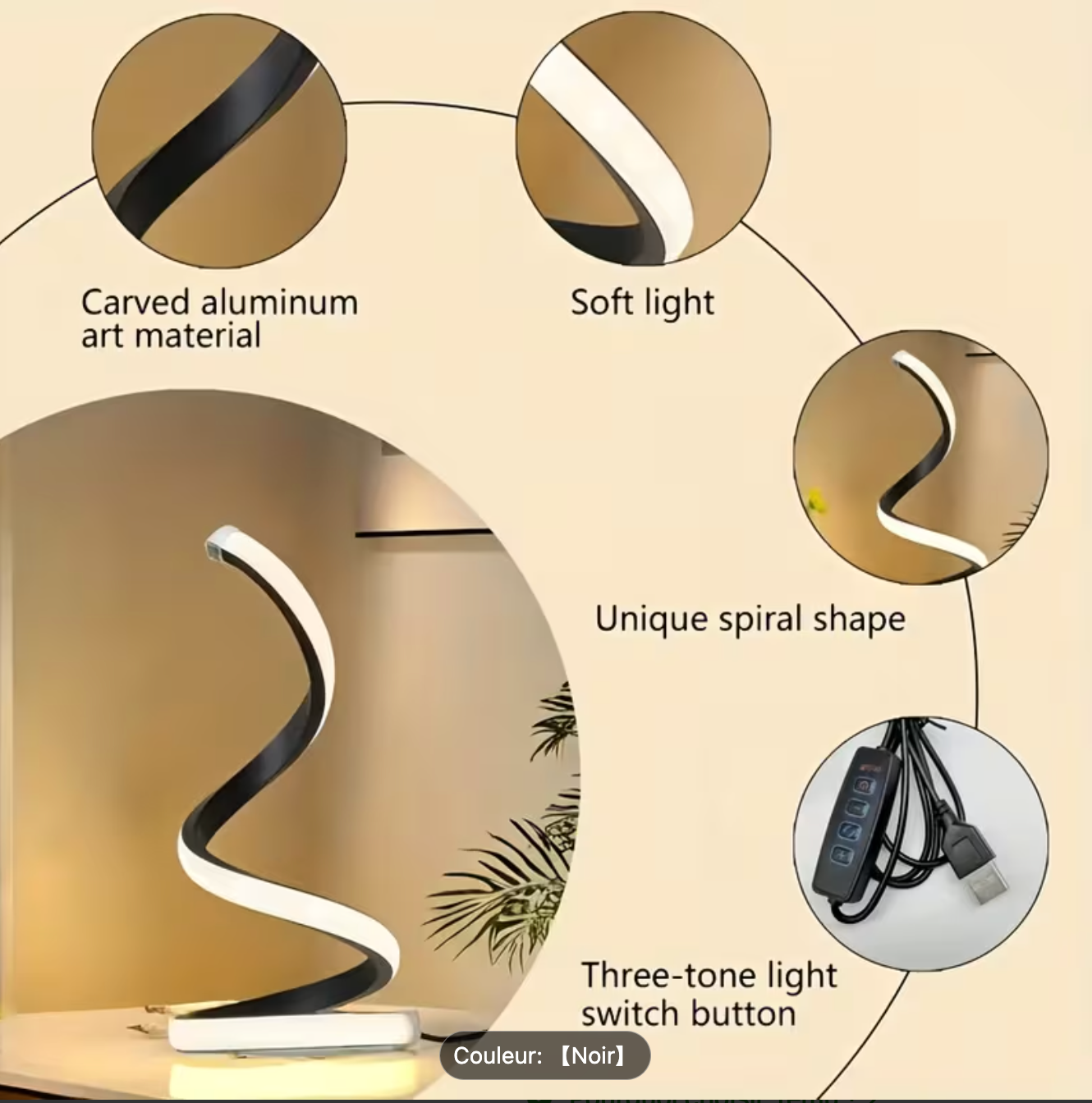 S-Curve Luxury – Lampe d'Ambiance Sculpturale & Moderne – Image 4