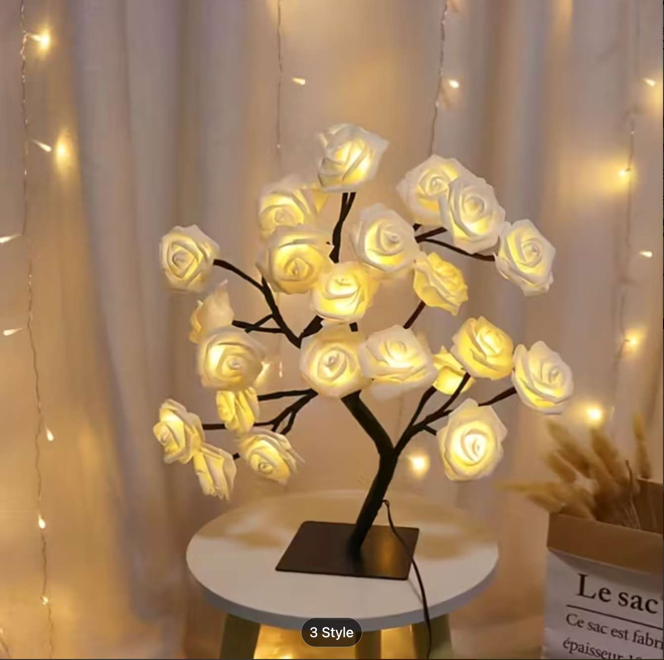 Le Rosier Enchanté – Arbre Lumineux & Romantique