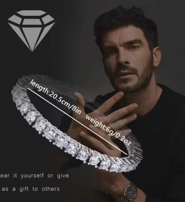 Bracelet Tennis 5A en Zircone – Éclat Prestige pour Homme