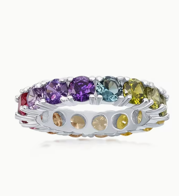 Bague "Arc-en-Ciel" Luxe – Zirconia Multicolore Incroyable