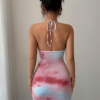 Robe Courte Tendance à Motifs Floraux Tie-Dye – Image 2