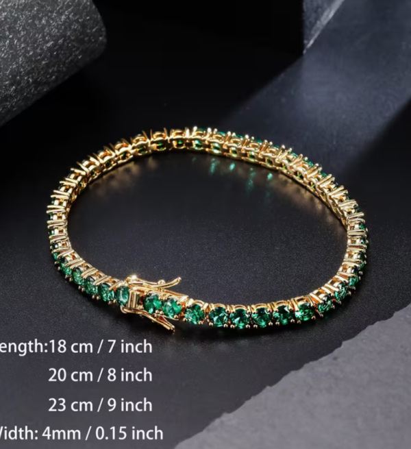 Bracelet Tennis Vert 4mm – Éclat Émeraude & Prestige