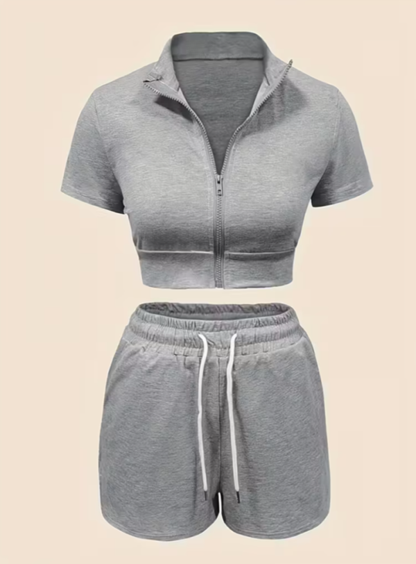 Ensemble Femme Été Sensuel – Manches Courtes Zippé