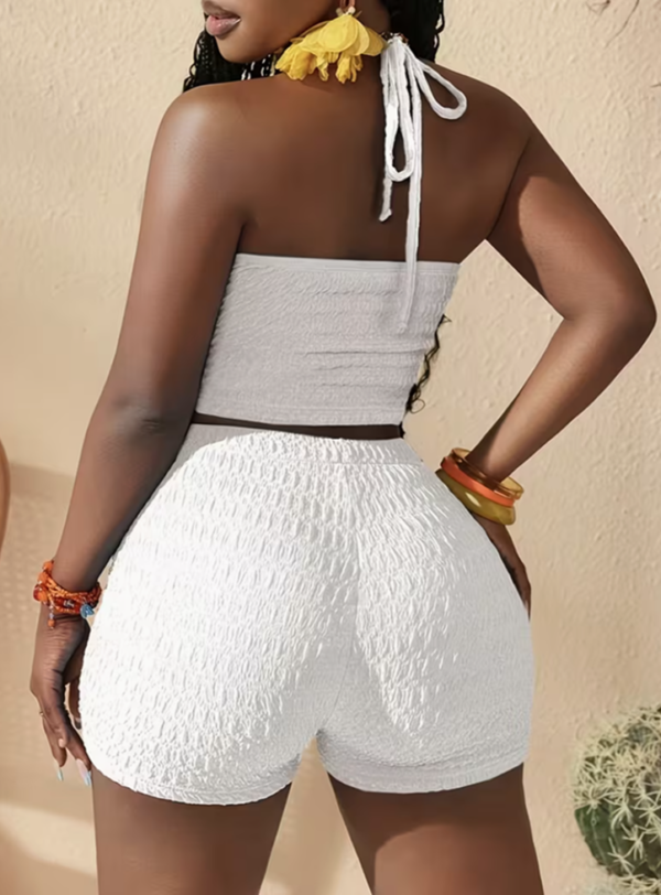 Ensemble Gilet et Shorts en Tissu Jacquard Élégant