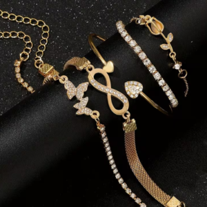 Ensemble de Bracelets Élégants – Papillon, Cœur & Fleur