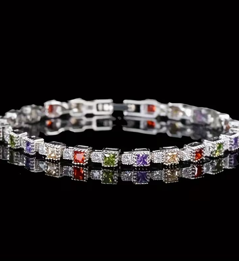 Bracelet Tennis Carré – Éclat Géométrique & Luxe Moderne