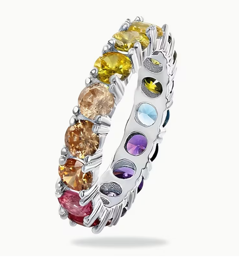 Bague "Arc-en-Ciel" Luxe – Zirconia Multicolore Incroyable