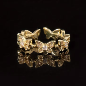 Bague Ouverte Papillon de Luxe – Éclat et Légèreté