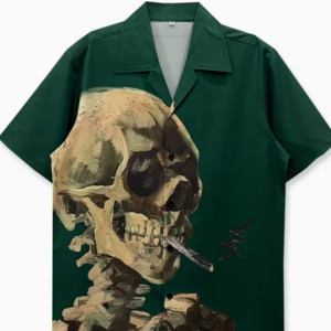 Chemise homme streetwear crâne style hip‑hop