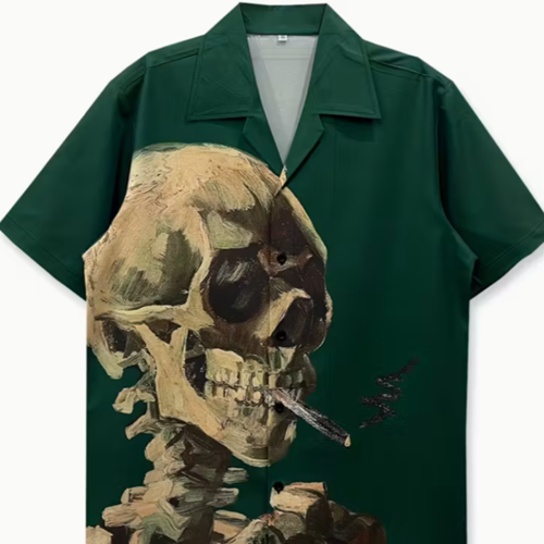 Chemise homme streetwear crâne style hip‑hop