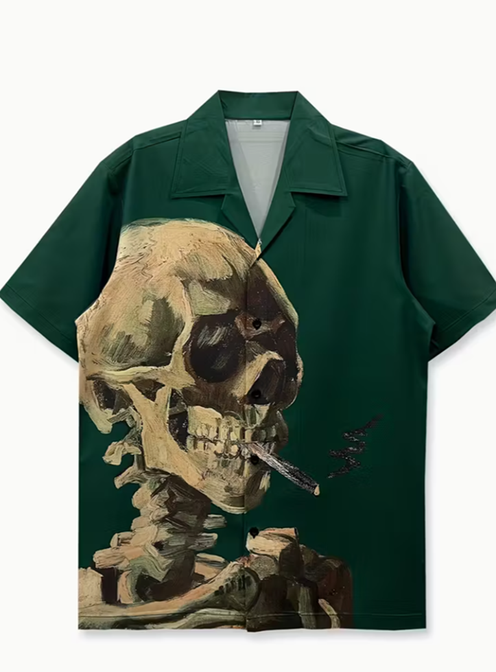 Chemise homme streetwear crâne style hip‑hop