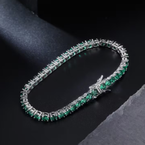 Bracelet Tennis Vert 4mm – Éclat Émeraude & Prestige
