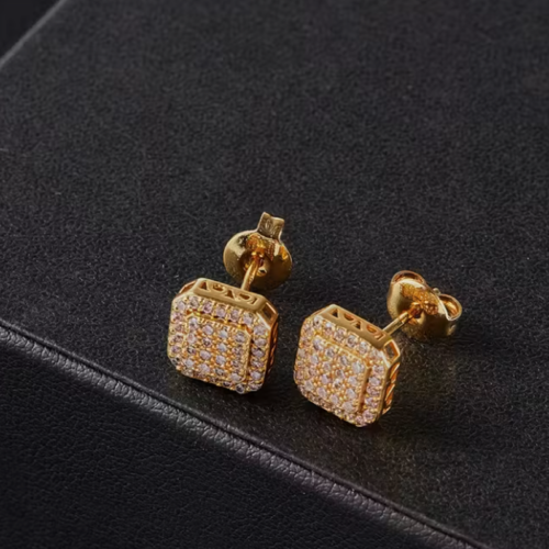 Boucles d'Oreilles Carrées 9mm
