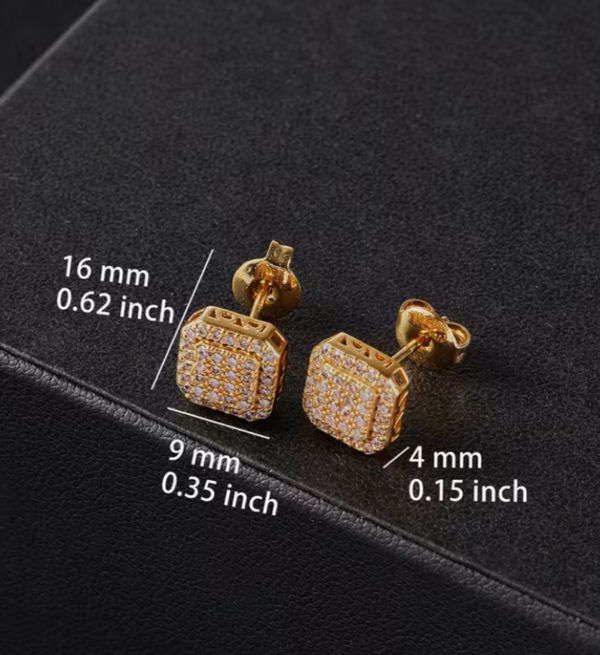 Boucles d'Oreilles Carrées 9mm