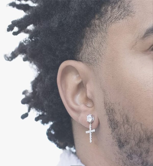 Boucles d'Oreilles Croix Royale en Zircone