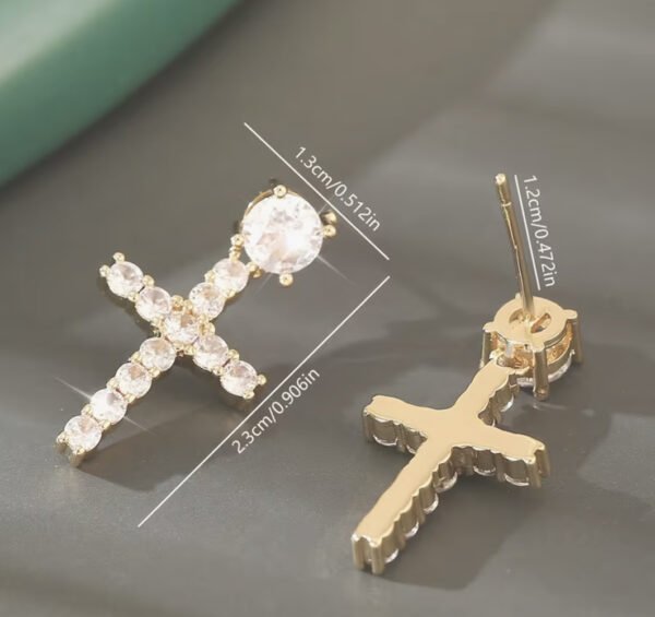Boucles d'Oreilles Croix Royale en Zircone