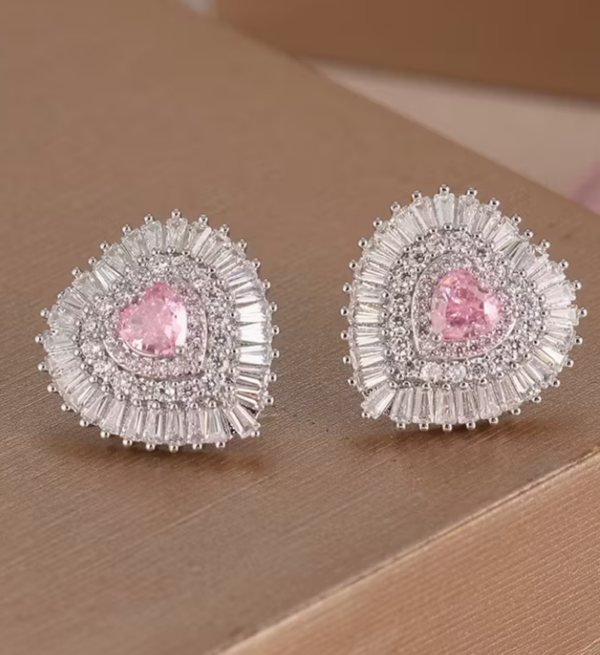 Rectangle 60 Boucles d'Oreilles Cœur "Bling Bling