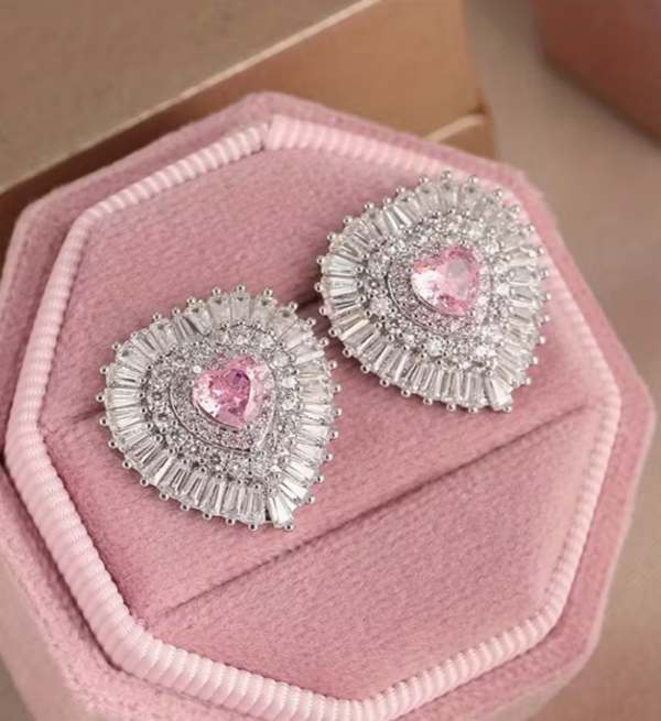 Rectangle 61 Boucles d'Oreilles Cœur "Bling Bling