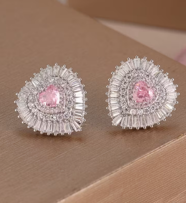 Rectangle 63 Boucles d'Oreilles Cœur "Bling Bling
