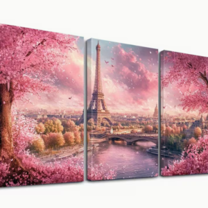 Triptyque "Paris en Fleurs" – Évasion Romantique sous la Tour Eiffel