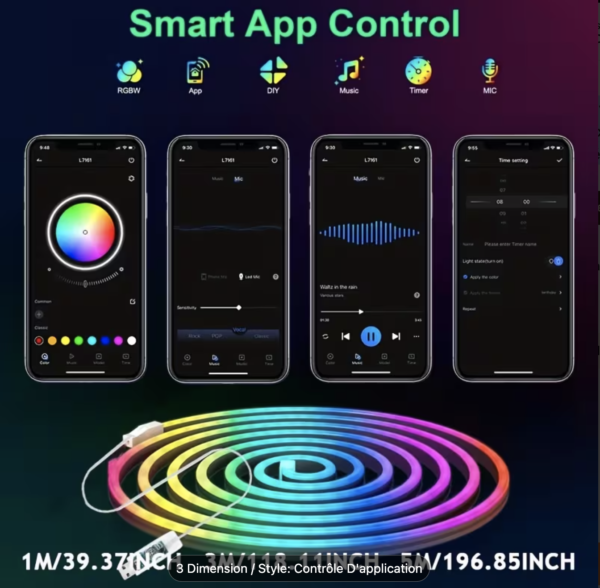 RainbowWave – Néon LED Intelligent à Synchronisation Rythmique