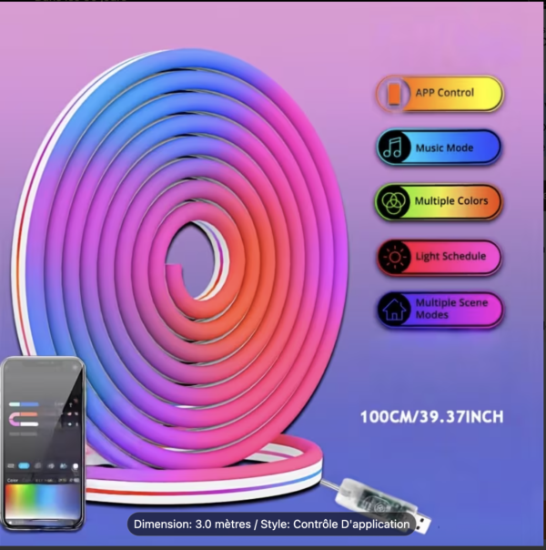 RainbowWave – Néon LED Intelligent à Synchronisation Rythmique