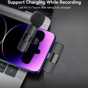 Microphone Lavalier Sans Fil pour iPhone iPad Android USB-C,