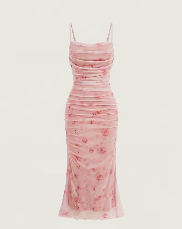 Robe Froncée Rose Dahlia