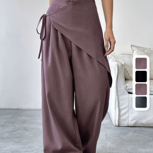 Pantalon uni Épure Croisée-Femme