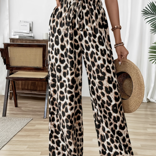 Pantalon Large Imprimé Léopard (Clair, descriptif et optimal pour la recherche)