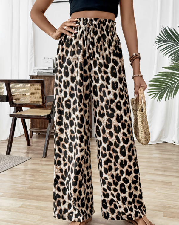 Pantalon Large Imprimé Léopard (Clair, descriptif et optimal pour la recherche)