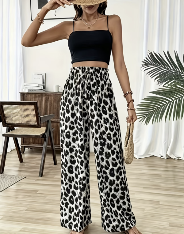 Pantalon Large Imprimé Léopard (Clair, descriptif et optimal pour la recherche)