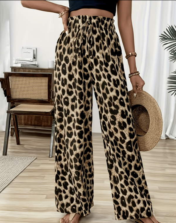 Pantalon Large Imprimé Léopard (Clair, descriptif et optimal pour la recherche)