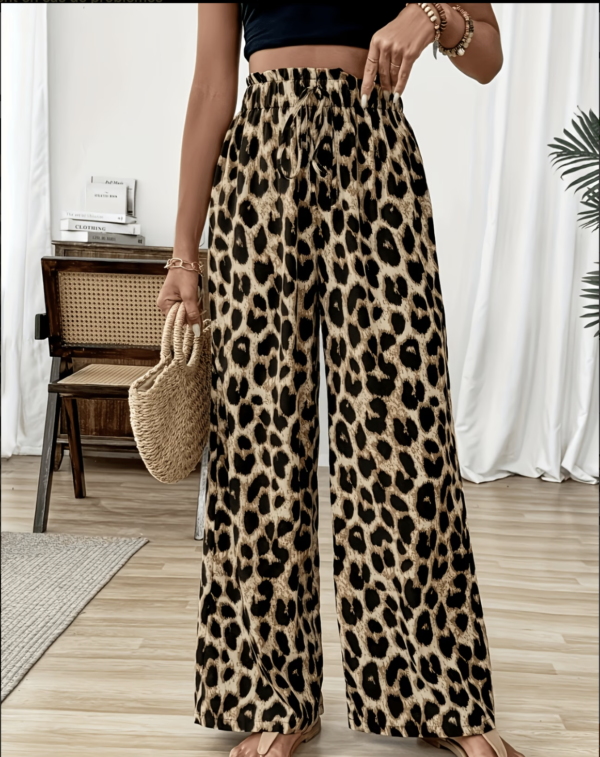 Pantalon Large Imprimé Léopard (Clair, descriptif et optimal pour la recherche)