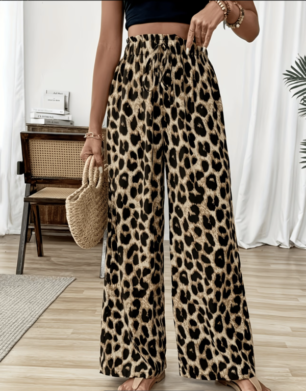 Pantalon Large Imprimé Léopard (Clair, descriptif et optimal pour la recherche)