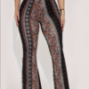 Pantalon Flare Moulant Motif Floral et Paisley