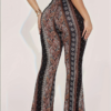Pantalon Flare Moulant Motif Floral et Paisley