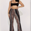 Pantalon Flare Moulant Motif Floral et Paisley